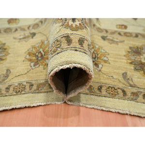 8'x10' Linen White, Hand Knotted, Agra with Ziegler Design, All Over Leaf Pattern, Pure Wool, Zero Pile, Oriental Rug FWR458238