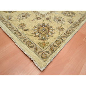 8'x10' Linen White, Hand Knotted, Agra with Ziegler Design, All Over Leaf Pattern, Pure Wool, Zero Pile, Oriental Rug FWR458238