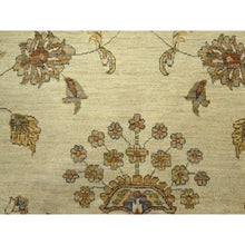 Load image into Gallery viewer, 8&#39;x10&#39; Linen White, Hand Knotted, Agra with Ziegler Design, All Over Leaf Pattern, Pure Wool, Zero Pile, Oriental Rug FWR458238