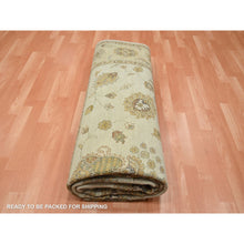 Load image into Gallery viewer, 8&#39;x10&#39; Linen White, Hand Knotted, Agra With Ziegler Design, All Over Leaf Pattern, Pure Wool, Zero Pile, Oriental Rug FWR458238