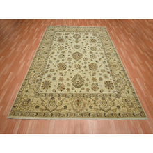 Load image into Gallery viewer, 7&#39;9&quot;x9&#39;9&quot; Boulder White, Agra with Ziegler Design, All Over Leaf Pattern, Hand Knotted, Pure Wool, Zero Pile, Oriental Rug FWR458244