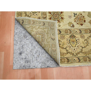 7'9"x9'9" Boulder White, Agra with Ziegler Design, All Over Leaf Pattern, Hand Knotted, Pure Wool, Zero Pile, Oriental Rug FWR458244