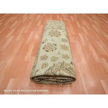 Load image into Gallery viewer, 7&#39;9&quot;x9&#39;9&quot; Boulder White, Agra with Ziegler Design, All Over Leaf Pattern, Hand Knotted, Pure Wool, Zero Pile, Oriental Rug FWR458244