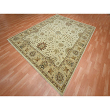 Load image into Gallery viewer, 8&#39;x10&#39; Parchment White, Hand Knotted, Agra With Ziegler Design, All Over Leaf Pattern, Zero Pile, Pure Wool, Oriental Rug FWR458250