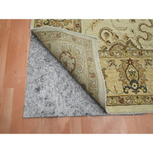 Load image into Gallery viewer, 8&#39;x10&#39; Parchment White, Hand Knotted, Agra With Ziegler Design, All Over Leaf Pattern, Zero Pile, Pure Wool, Oriental Rug FWR458250
