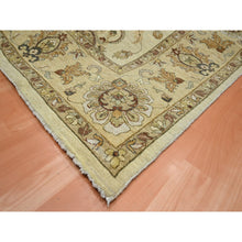 Load image into Gallery viewer, 8&#39;x10&#39; Parchment White, Hand Knotted, Agra With Ziegler Design, All Over Leaf Pattern, Zero Pile, Pure Wool, Oriental Rug FWR458250