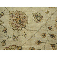 Load image into Gallery viewer, 8&#39;x10&#39; Parchment White, Hand Knotted, Agra With Ziegler Design, All Over Leaf Pattern, Zero Pile, Pure Wool, Oriental Rug FWR458250