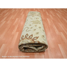 Load image into Gallery viewer, 8&#39;x10&#39; Parchment White, Hand Knotted, Agra With Ziegler Design, All Over Leaf Pattern, Zero Pile, Pure Wool, Oriental Rug FWR458250
