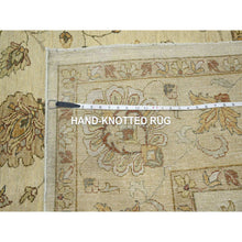 Load image into Gallery viewer, 8&#39;x10&#39; Parchment White, Hand Knotted, Agra With Ziegler Design, All Over Leaf Pattern, Zero Pile, Pure Wool, Oriental Rug FWR458250