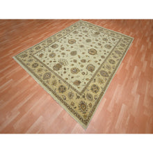 Load image into Gallery viewer, 7&#39;2&quot;x9&#39;4&quot; Bone White, Hand Knotted, Agra with Ziegler Design, All Over Leaf Pattern, Pure Wool, Zero Pile, Oriental Rug FWR458256