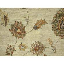 Load image into Gallery viewer, 7&#39;2&quot;x9&#39;4&quot; Bone White, Hand Knotted, Agra with Ziegler Design, All Over Leaf Pattern, Pure Wool, Zero Pile, Oriental Rug FWR458256