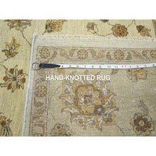 Load image into Gallery viewer, 7&#39;2&quot;x9&#39;4&quot; Parchment White, Agra with Ziegler Design, All Over Leaf Pattern, Zero Pile, Hand Knotted, Pure Wool, Oriental Rug FWR458214