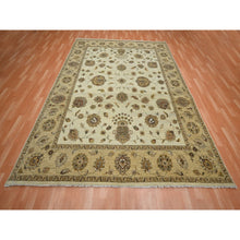 Load image into Gallery viewer, 8&#39;x10&#39; Boulder White, Agra with Ziegler Design, All Over Leaf Pattern, Zero Pile, Hand Knotted, 100% Wool, Oriental Rug FWR458262