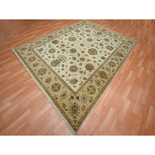 Load image into Gallery viewer, 8&#39;x10&#39; Boulder White, Agra with Ziegler Design, All Over Leaf Pattern, Zero Pile, Hand Knotted, 100% Wool, Oriental Rug FWR458262