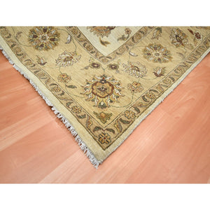 8'x10' Boulder White, Agra with Ziegler Design, All Over Leaf Pattern, Zero Pile, Hand Knotted, 100% Wool, Oriental Rug FWR458262