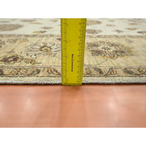 8'x10' Boulder White, Agra with Ziegler Design, All Over Leaf Pattern, Zero Pile, Hand Knotted, 100% Wool, Oriental Rug FWR458262