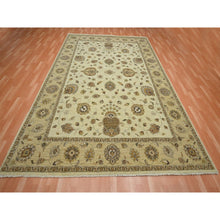 Load image into Gallery viewer, 8&#39;3&quot;x11&#39;6&quot; Linen White, Hand Knotted, Agra With Ziegler Design, All Over Leaf Pattern, 100% Wool, Zero Pile, Oriental Rug FWR458268