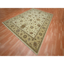 Load image into Gallery viewer, 8&#39;3&quot;x11&#39;6&quot; Linen White, Hand Knotted, Agra with Ziegler Design, All Over Leaf Pattern, 100% Wool, Zero Pile, Oriental Rug FWR458268