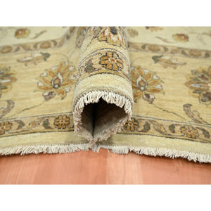 8'3"x11'6" Linen White, Hand Knotted, Agra with Ziegler Design, All Over Leaf Pattern, 100% Wool, Zero Pile, Oriental Rug FWR458268