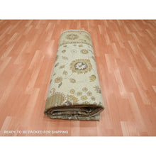 Load image into Gallery viewer, 8&#39;3&quot;x11&#39;6&quot; Linen White, Hand Knotted, Agra With Ziegler Design, All Over Leaf Pattern, 100% Wool, Zero Pile, Oriental Rug FWR458268