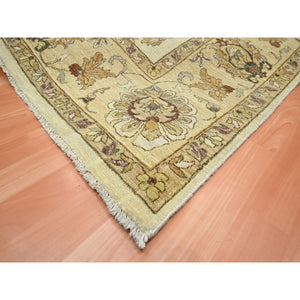 8'x10' Parchment White, Agra with Ziegler Design, All Over Leaf Pattern, Hand Knotted, 100% Wool, Zero Pile, Oriental Rug FWR458274