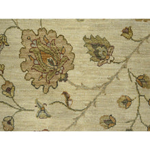 Load image into Gallery viewer, 8&#39;x10&#39; Parchment White, Agra With Ziegler Design, All Over Leaf Pattern, Hand Knotted, 100% Wool, Zero Pile, Oriental Rug FWR458274