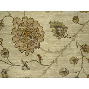 8'x10' Parchment White, Agra with Ziegler Design, All Over Leaf Pattern, Hand Knotted, 100% Wool, Zero Pile, Oriental Rug FWR458274