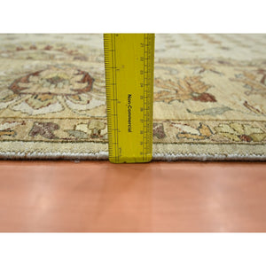 8'x10' Parchment White, Agra with Ziegler Design, All Over Leaf Pattern, Hand Knotted, 100% Wool, Zero Pile, Oriental Rug FWR458274