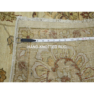 8'x10' Parchment White, Agra with Ziegler Design, All Over Leaf Pattern, Hand Knotted, 100% Wool, Zero Pile, Oriental Rug FWR458274