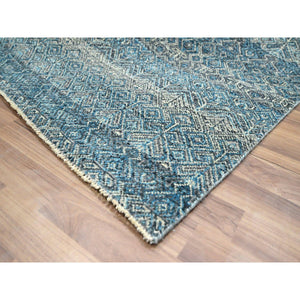 8'3"x10'1" Cerulean Blue, Kohinoor Herat, All Over Small Geometric Repetitive Diamond Pattern Tone On Tone, Hand Knotted, Vibrant Wool, Soft To The Touch, Oriental Rug FWR458286