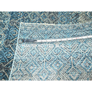 8'3"x10'1" Cerulean Blue, Kohinoor Herat, All Over Small Geometric Repetitive Diamond Pattern Tone On Tone, Hand Knotted, Vibrant Wool, Soft To The Touch, Oriental Rug FWR458286