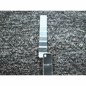 9'x12'2" Carbon Gray, Kohinoor Herat Pattern, Small Geometric Repetitive Diamond Design, Hand Knotted, Soft Wool, Tone On Tone, Oriental Rug FWR458292
