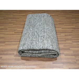 9'x12'2" Carbon Gray, Kohinoor Herat Pattern, Small Geometric Repetitive Diamond Design, Hand Knotted, Soft Wool, Tone On Tone, Oriental Rug FWR458292