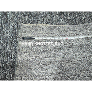 9'x12'2" Carbon Gray, Kohinoor Herat Pattern, Small Geometric Repetitive Diamond Design, Hand Knotted, Soft Wool, Tone On Tone, Oriental Rug FWR458292