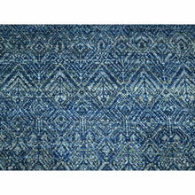 Load image into Gallery viewer, 8&#39;x10&#39; Aegean Blue, Kohinoor Herat Pattern, Small Geometric Repetitive Diamond Design, Pure Wool, Tone On Tone, Hand Knotted, Borderless, Soft To The Touch, Oriental Rug FWR458298