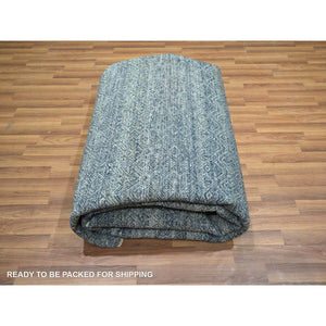 8'x10' Aegean Blue, Kohinoor Herat Pattern, Small Geometric Repetitive Diamond Design, Pure Wool, Tone On Tone, Hand Knotted, Borderless, Soft To The Touch, Oriental Rug FWR458298