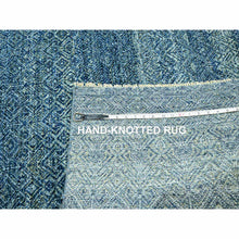 Load image into Gallery viewer, 8&#39;x10&#39; Aegean Blue, Kohinoor Herat Pattern, Small Geometric Repetitive Diamond Design, Pure Wool, Tone On Tone, Hand Knotted, Borderless, Soft To The Touch, Oriental Rug FWR458298