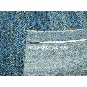 8'x10' Aegean Blue, Kohinoor Herat Pattern, Small Geometric Repetitive Diamond Design, Pure Wool, Tone On Tone, Hand Knotted, Borderless, Soft To The Touch, Oriental Rug FWR458298