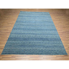 Load image into Gallery viewer, 8&#39;x10&#39; Denim Blue, Kohinoor Herat Pattern, Small Geometric Repetitive Diamond Design, Pure Wool, Tone On Tone, Borderless, Soft Pile, Hand Knotted, Oriental Rug FWR458304