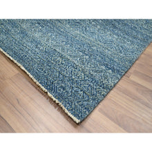 Load image into Gallery viewer, 8&#39;x10&#39; Denim Blue, Kohinoor Herat Pattern, Small Geometric Repetitive Diamond Design, Pure Wool, Tone On Tone, Borderless, Soft Pile, Hand Knotted, Oriental Rug FWR458304