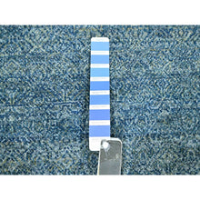 Load image into Gallery viewer, 8&#39;x10&#39; Denim Blue, Kohinoor Herat Pattern, Small Geometric Repetitive Diamond Design, Pure Wool, Tone On Tone, Borderless, Soft Pile, Hand Knotted, Oriental Rug FWR458304