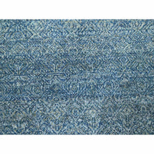 Load image into Gallery viewer, 8&#39;x10&#39; Denim Blue, Kohinoor Herat Pattern, Small Geometric Repetitive Diamond Design, Pure Wool, Tone On Tone, Borderless, Soft Pile, Hand Knotted, Oriental Rug FWR458304