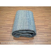 Load image into Gallery viewer, 8&#39;x10&#39; Denim Blue, Kohinoor Herat Pattern, Small Geometric Repetitive Diamond Design, Pure Wool, Tone On Tone, Borderless, Soft Pile, Hand Knotted, Oriental Rug FWR458304