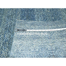 Load image into Gallery viewer, 8&#39;x10&#39; Denim Blue, Kohinoor Herat Pattern, Small Geometric Repetitive Diamond Design, Pure Wool, Tone On Tone, Borderless, Soft Pile, Hand Knotted, Oriental Rug FWR458304