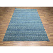 Load image into Gallery viewer, 8&#39;x10&#39; Imperial Blue, Small Geometric Repetitive Diamond Design, Kohinoor Herat Pattern, Pure Wool, Tone On Tone, Hand Knotted, Borderless, Soft To The Touch, Oriental Rug FWR458310
