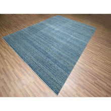 Load image into Gallery viewer, 9&#39;x12&#39;1&quot; Yale Blue, Kohinoor Herat Pattern, Small Geometric Repetitive Diamond Design, Pure Wool, Tone On Tone, Hand Knotted, Borderless, Soft To The Touch, Oriental Rug FWR458316