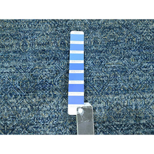 9'x12'1" Yale Blue, Kohinoor Herat Pattern, Small Geometric Repetitive Diamond Design, Pure Wool, Tone On Tone, Hand Knotted, Borderless, Soft To The Touch, Oriental Rug FWR458316