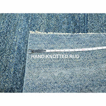 Load image into Gallery viewer, 9&#39;x12&#39;1&quot; Yale Blue, Kohinoor Herat Pattern, Small Geometric Repetitive Diamond Design, Pure Wool, Tone On Tone, Hand Knotted, Borderless, Soft To The Touch, Oriental Rug FWR458316