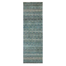 Load image into Gallery viewer, 2&#39;5&quot;x7&#39;7&quot; Sapphire Blue, Kohinoor Herat Pattern, Small Geometric Repetitive Diamond Design, Soft Wool, Tone On Tone, Hand Knotted, Runner, Oriental Rug FWR458340