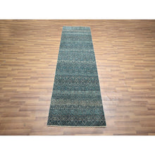 Load image into Gallery viewer, 2&#39;5&quot;x7&#39;7&quot; Sapphire Blue, Kohinoor Herat Pattern, Small Geometric Repetitive Diamond Design, Soft Wool, Tone On Tone, Hand Knotted, Runner, Oriental Rug FWR458340